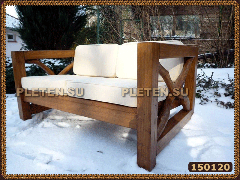 деревянная скамейка-диван 